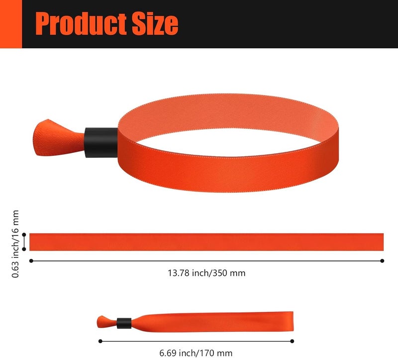 Comflora 100 Pcs Cloth Event Wristband, Disposable Wristbands for Events, Colored Wristbands Events,for Lightweight Concert,Club Entrance Wrist Strap Party Wristband Event (Color : Orange) - Image 2